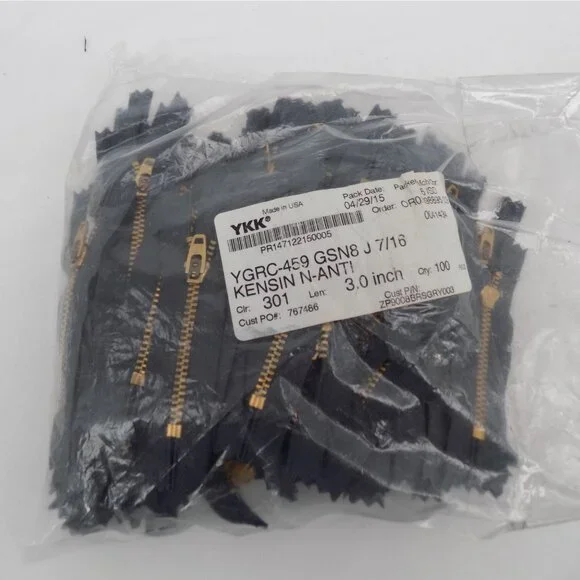 Lot of 100 Metal Zippers Brass 3 inch Sewing Closed End Semi Auto Lock NEW - Picture 1 of 4